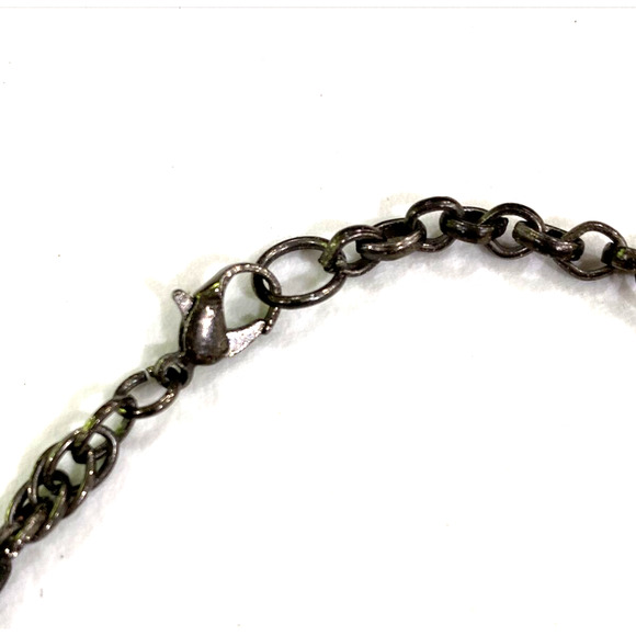 Vintage Chain Maile Bib Necklace Boho Beaded Silvertone Unique Movement Jingles - Picture 6 of 6